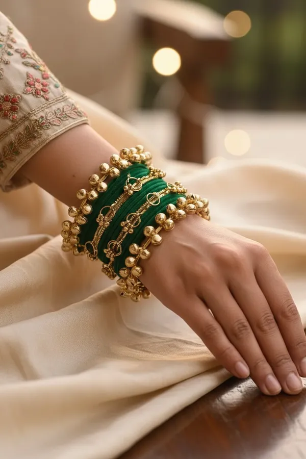 Green_Velvet_Embellished_Bangle_Set_For_Women