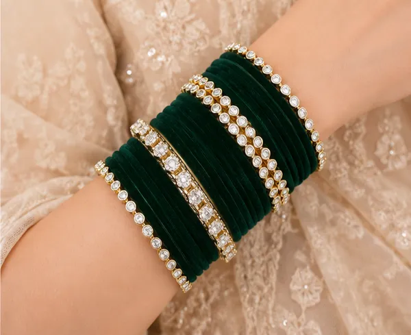 Green_Velvet_Stone_Studded_Bangle_Set_For_Women