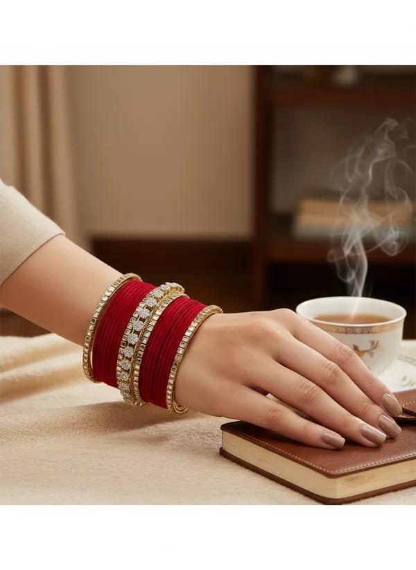Red_Velvet_Embellished_Bangle_Set_For_Women