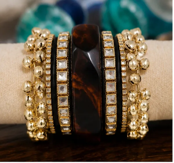 Gold_Tone_Resin_Statement_Bangle_Set_For_Women