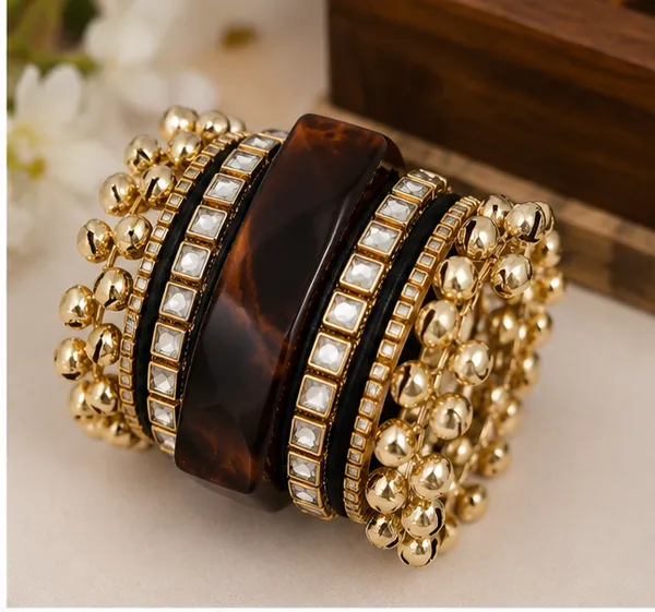 Gold_Tone_Resin_Statement_Bangle_Set_For_Women