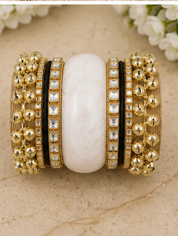 Gold_Tone_Resin_Statement_Bangle_Set_For_Women