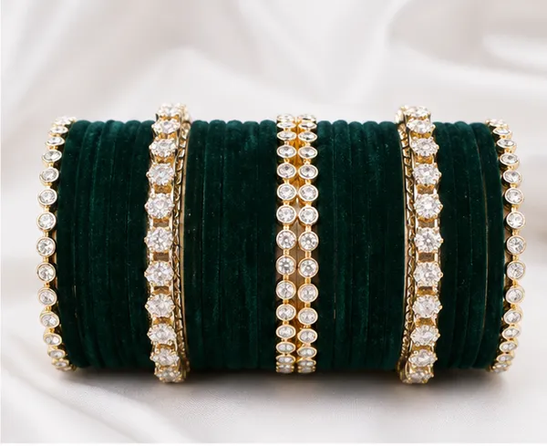 Green_Velvet_Stone_Studded_Bangle_Set_For_Women