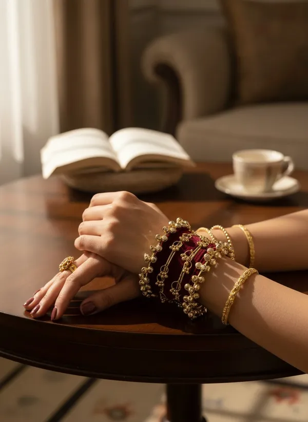 Maroon_Velvet_Embellished_Bangle_Set_For_Women