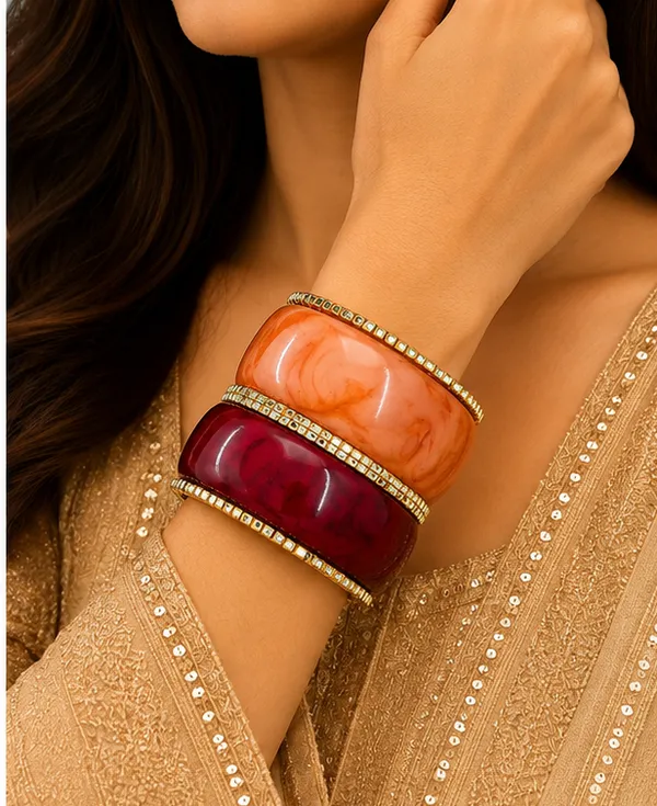 Orange_And_Burgundy_Stone_Studded_Bangle_Set_For_Women