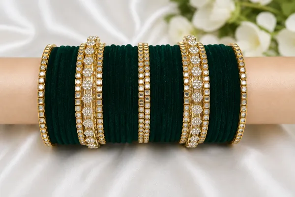Green_Velvet_Embellished_Bangles_Set_For_Women