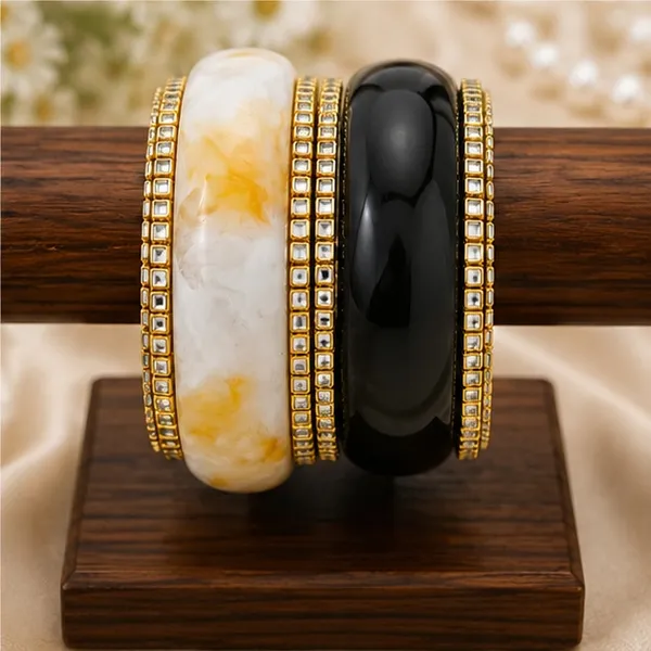 Black_And_White_Resin_Bangle_Set_For_Women