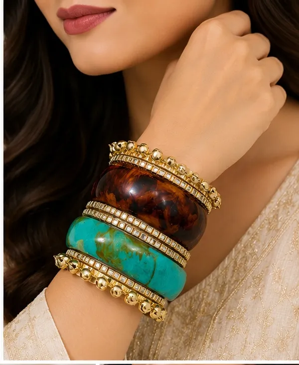 Multicolour_Resin_And_Stone_Bangle_Set_For_Women