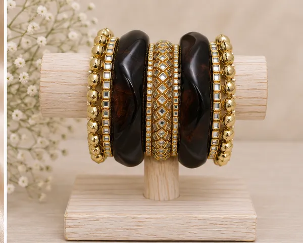 Gold_Tone_Resin_Designer_9_Piece_Bangle_Set_For_Women