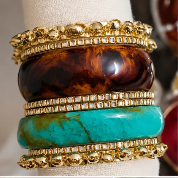 Multicolour_Resin_And_Stone_Bangle_Set_For_Women