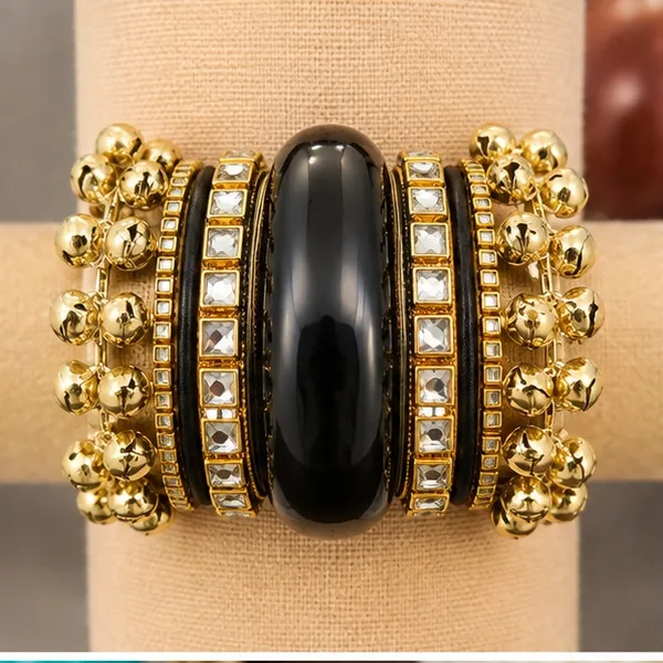 Black_Gold_Tone_Traditional_Bangle_Set_For_Women