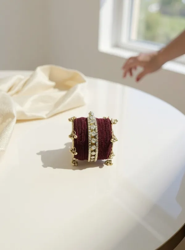 Maroon_Aluminum_Ghungaroo_Bangle_Set_For_Women