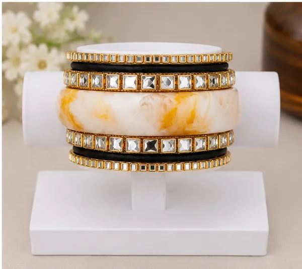 Gold_Tone_Resin_And_Thread_Bangle_Set_For_Women