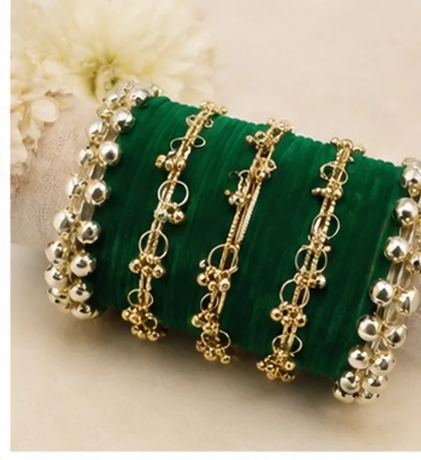 Green_Velvet_Embellished_Bangle_Set_For_Women