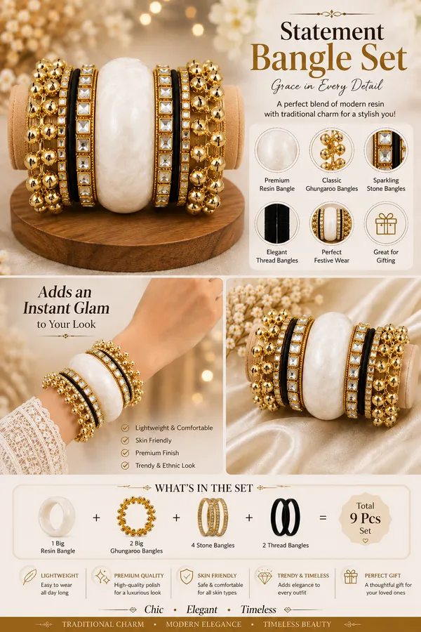 Gold_Tone_Resin_Statement_Bangle_Set_For_Women