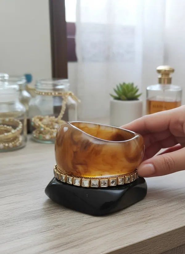 Brown_Resin_Stone_Bangle_Set_For_Women