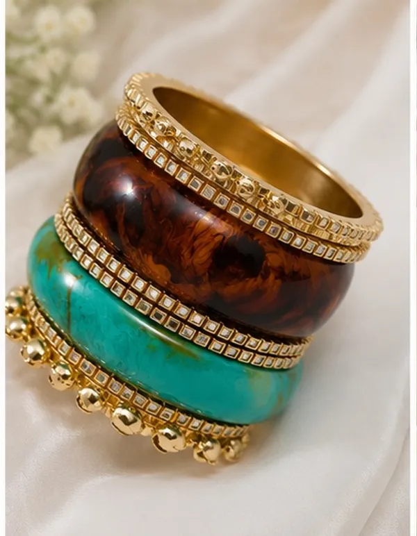 Multicolour_Resin_And_Stone_Bangle_Set_For_Women