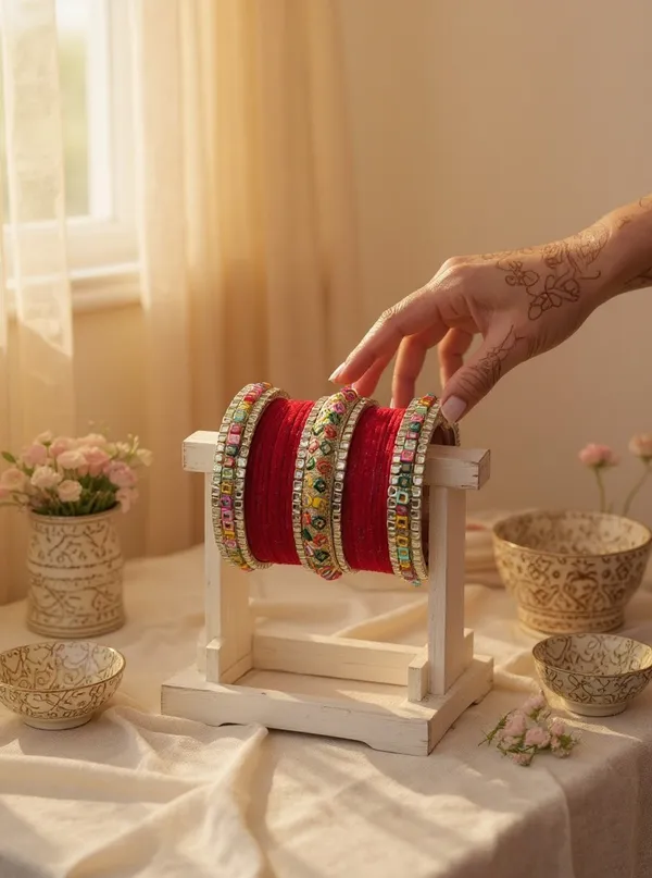 Red_Multi_Color_Stone_Bangle_Set_For_Women