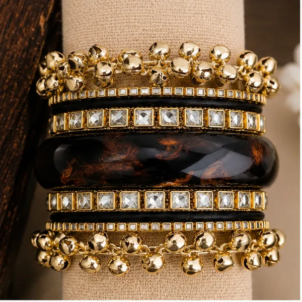 Gold_Tone_Resin_Statement_Bangle_Set_For_Women