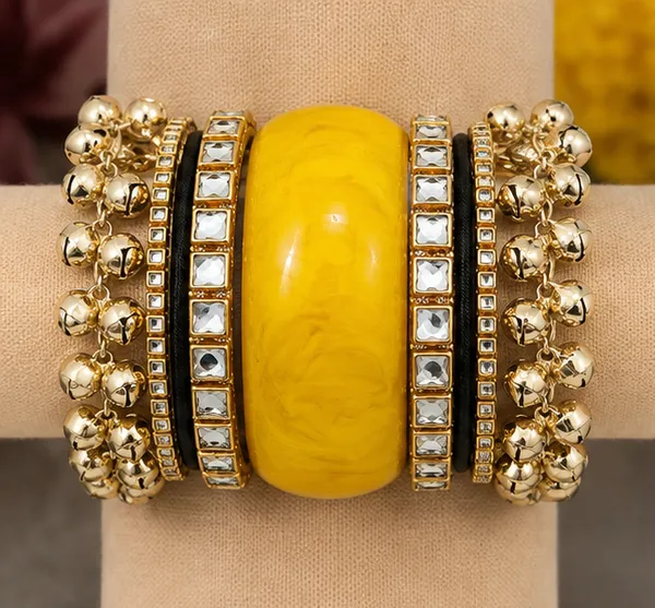 Yellow_Resin_Traditional_Bangle_Set_For_Women