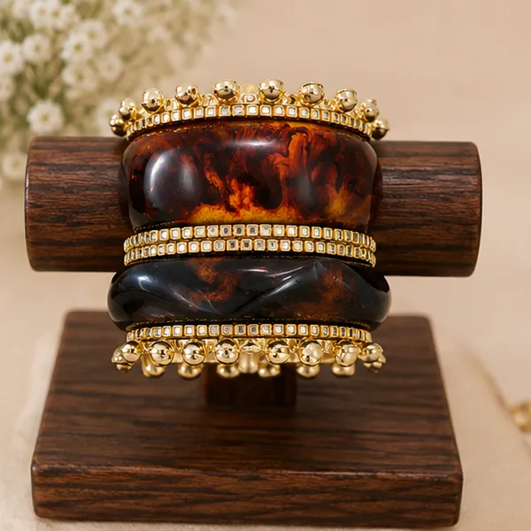 Brown_Resin_Gold_Tone_Bangle_Set_For_Women