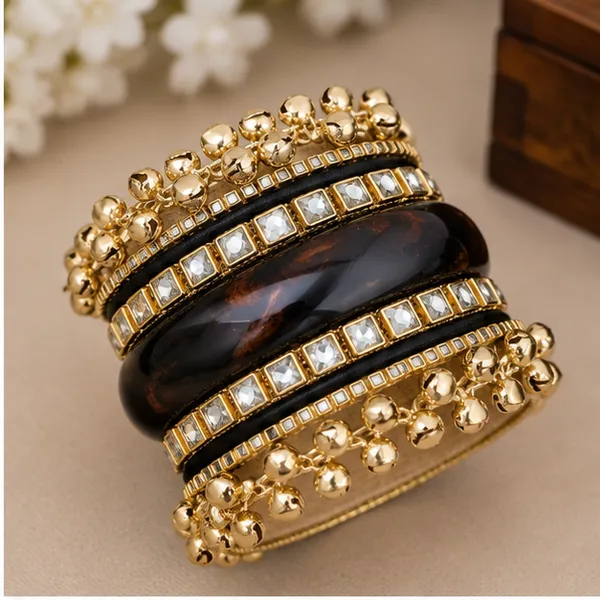 Gold_Tone_Resin_Statement_Bangle_Set_For_Women