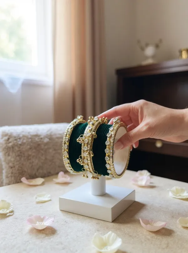 Green_Gold_Tone_Stone_Ghungaroo_Bangle_Set_For_Women