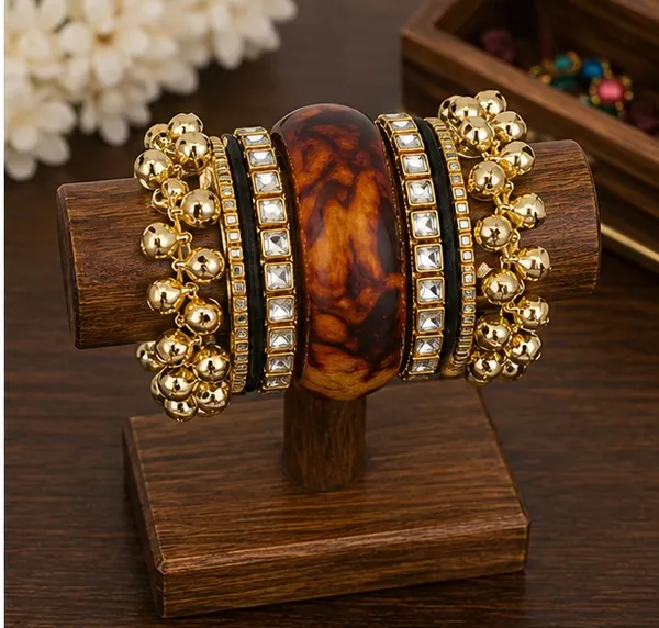 Gold_Tone_Marbled_Statement_Bangle_For_Women