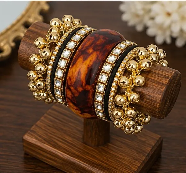 Gold_Tone_Marbled_Statement_Bangle_For_Women