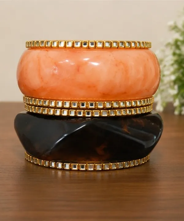 Orange_And_Black_Resin_Stone_Studded_Bangles_For_Women