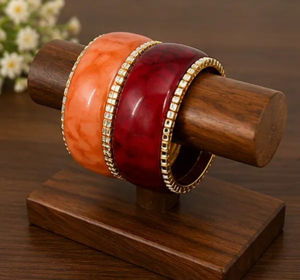 Orange_And_Maroon_Stone_Embellished_Bangles_Set_For_Women
