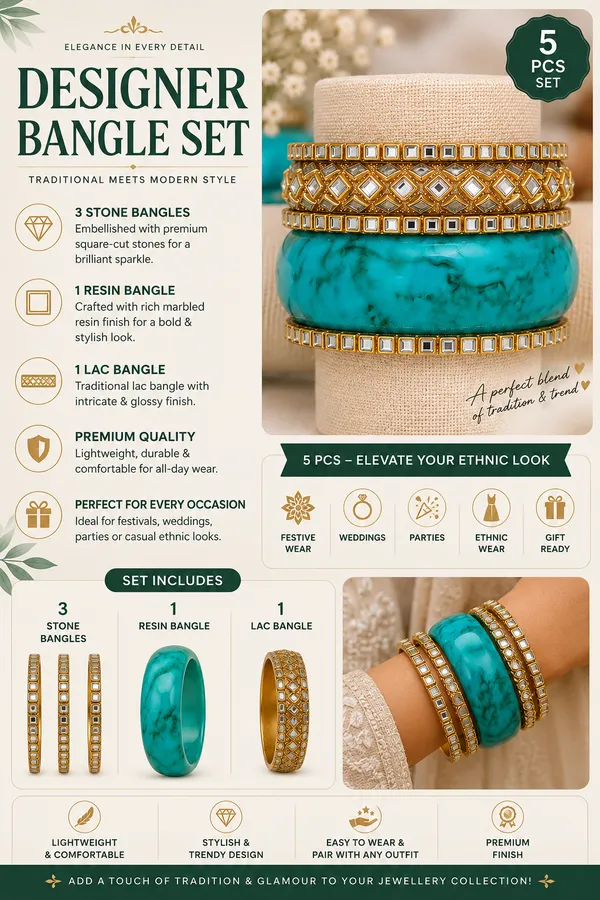 Gold_Tone_Turquoise_Bangle_Set_For_Women