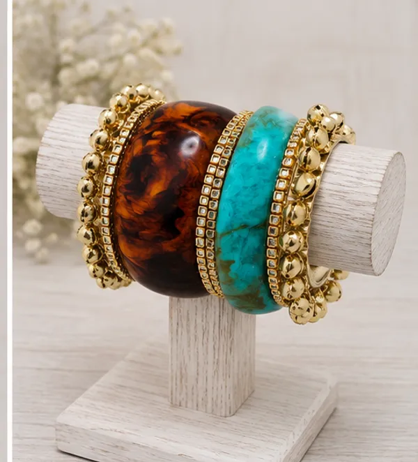 Multicolour_Resin_And_Stone_Bangle_Set_For_Women