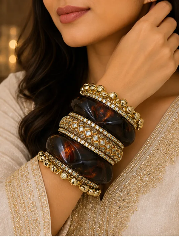 Gold_Tone_Resin_Designer_9_Piece_Bangle_Set_For_Women