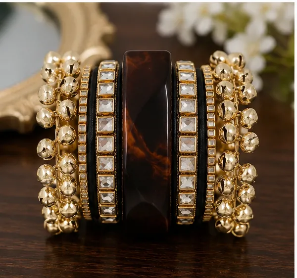 Gold_Tone_Resin_Statement_Bangle_Set_For_Women