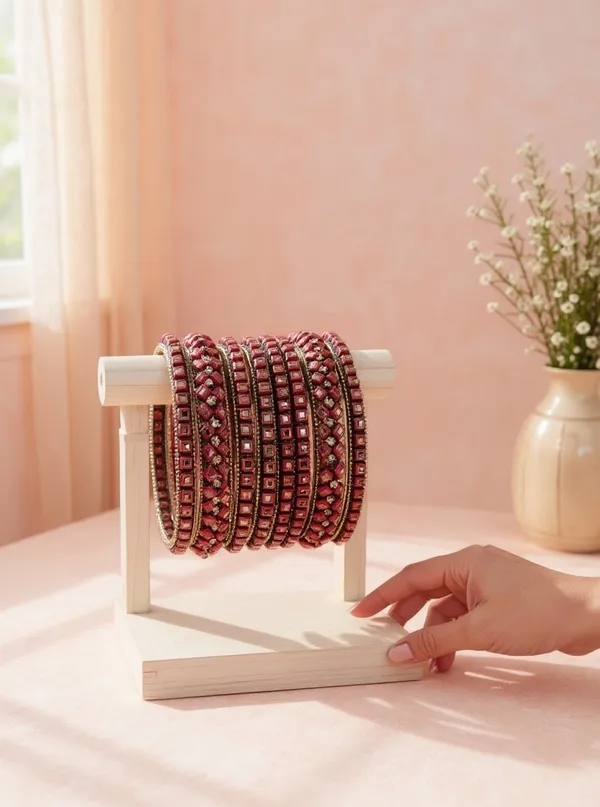Maroon_Stone_Studded_Bangle_Set_For_Women