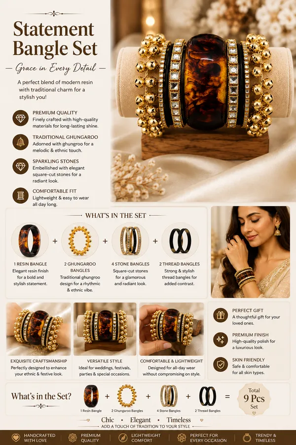 Gold_Tone_Marbled_Statement_Bangle_For_Women