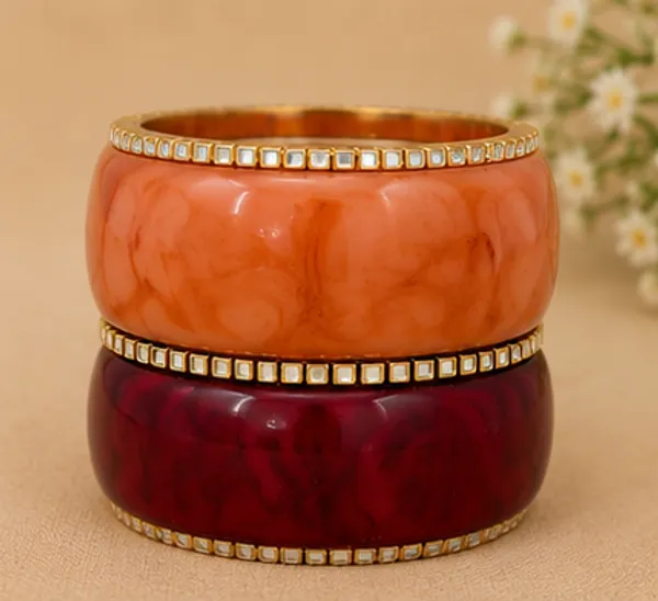Orange_And_Burgundy_Stone_Studded_Bangle_Set_For_Women