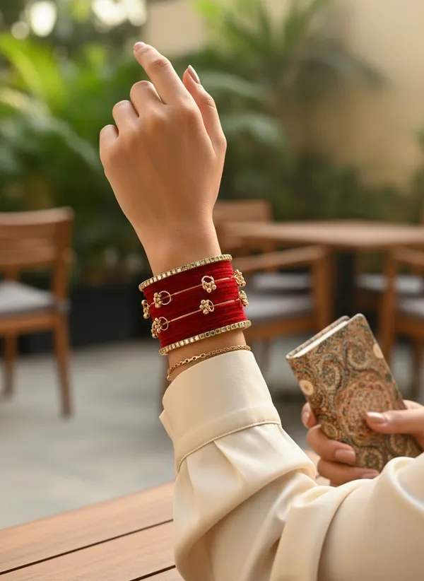 Red_Velvet_Embellished_Bangle_Set_For_Women