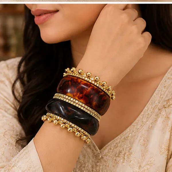 Brown_Resin_Gold_Tone_Bangle_Set_For_Women