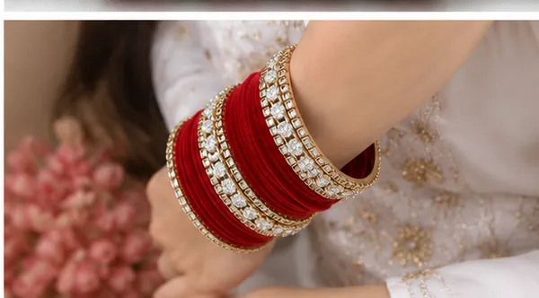Red_Velvet_Stone_Studded_Bangle_Set_For_Women