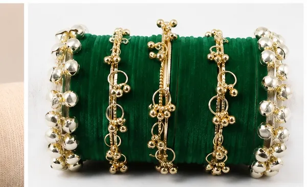 Green_Velvet_Embellished_Bangle_Set_For_Women