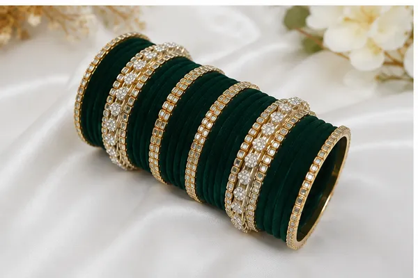 Green_Velvet_Embellished_Bangles_Set_For_Women