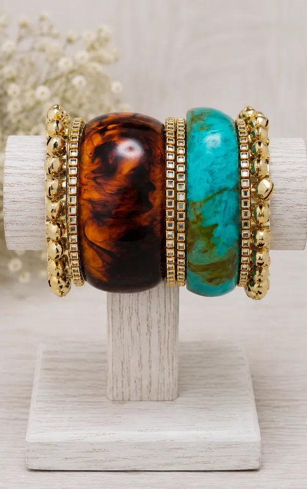 Multicolour_Resin_And_Stone_Bangle_Set_For_Women