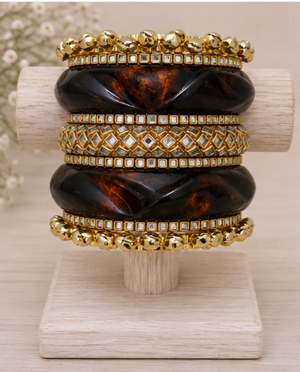 Gold_Tone_Resin_Designer_9_Piece_Bangle_Set_For_Women