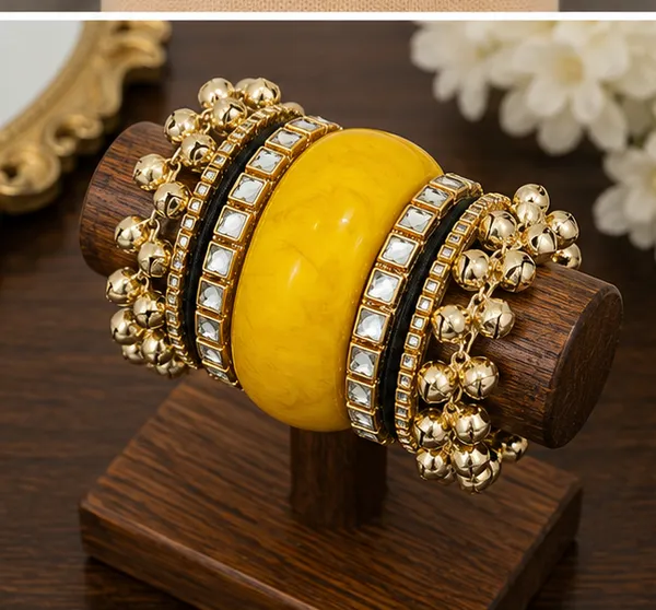 Yellow_Resin_Traditional_Bangle_Set_For_Women