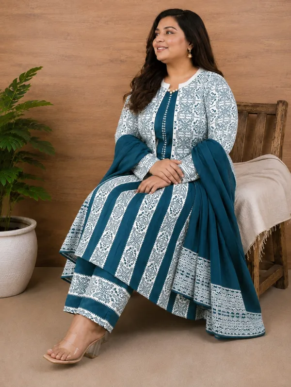 Blue_Kurti_3-Piece_Set_For_Women