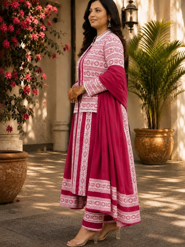 Dark_Pink_Kurti_4-Piece_Set_For_Women
