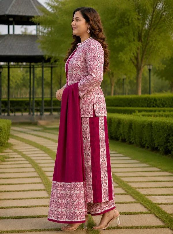 Dark_Pink_Kurti_4-Piece_Set_For_Women