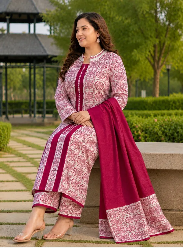 Dark_Pink_Kurti_4-Piece_Set_For_Women